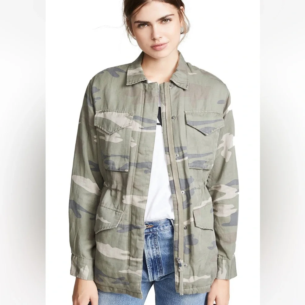 Rails Whitaker Tencel Linen Blend Camo Jacket w Faux Fur Lining Sz Medium Green - Picture 4 of 11